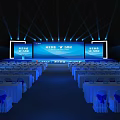 Xiangwen Business Travel Event Stage With Large Screen And Lighting Setup