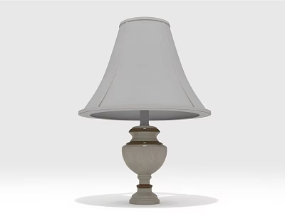 Elegant Table Lamp Furniture With White Lampshade And Decorative Ceramic Base 3d model