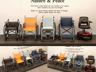 Medical Equipment Various Wheelchairs for Mobility Support and Patient Comfort 3d model