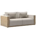 Multi-person sofa linen fabric sofa simple sofa 16 3d model