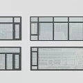 Modern Floor-to-Ceiling Windows Various Designs With Black Frames and City View 3d model