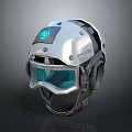 Futuristic Silver Helmet With Blue Glowing Logo And Transparent Visor MAX-78 Label