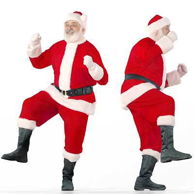 Man In Santa Claus Costume Dancing With Festive Red And White Outfit 3d model
