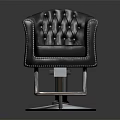 Gray Leather Barber Chair With Tufted Backrest Metal Base And Footrest
