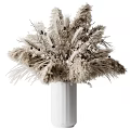 Textured White Ceramic Vase With Dried Pampas Grass And Natural Flower Arrangement