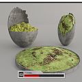 Modern potted moss potted combination 3d model