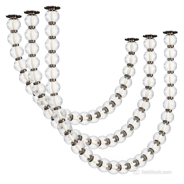 Elegant Modern Glass Bead Chandelier With Multi Strand Metal Accents Hanging Design 3d model 