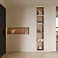 Modern Wall Mounted Shoe Cabinet With Open Shelves Decorative Items And Storage Space