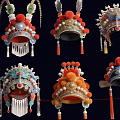 Traditional Chinese Peking Opera Helmet Pendants With Vibrant Colors And Intricate Decorations