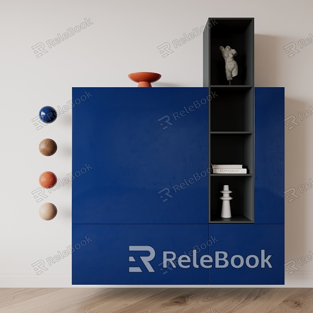 Modern Wall Cabinet Color-matching Blue Combination Cabinet Wall Cabinet model