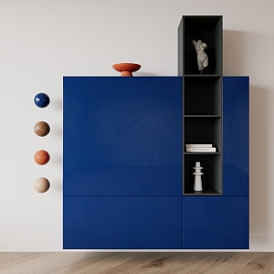 Modern Wall Cabinet Color-matching Blue Combination Cabinet Wall Cabinet 3d model