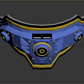 Futuristic Sci Fi Blue And Yellow Weapon With Circular Components And Metallic Design 3d model