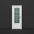 White Hinged Door With Green Glass Grid And Modern Handle Design