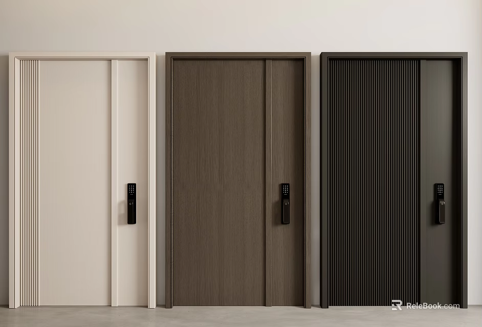 Modern Security Doors With Different Colors And Sleek Design For Home Safety 3d model 