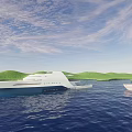 Luxury Yachts On Blue Sea With Scenic Landscape