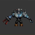 【Mechanical Creature Character With Blue Arms And Red Components】 3d model