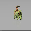 Female Character In Bikini Riding Green Monster With Yellow Umbrella And Sunglasses