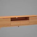 Modern Minimalist Wooden TV Stand With Light Wood Finish Drawers And Open Shelf