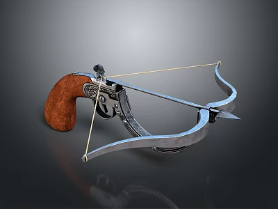 Classic Crossbow Weapon with Wooden Grip Metal Frame and Bowstring Design 3d model