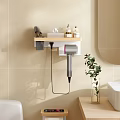 Stylish Bathroom Accessories With Wall Mounted Hair Dryer Holder Sink And Green Plant