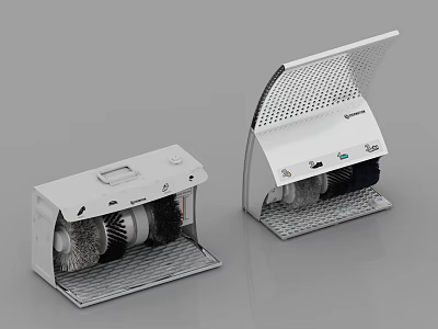 Dual White Cleaning Devices With Brush Rollers And Grid Base Design 3d model