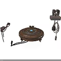 Vintage Mechanical Components With Round Base Metal Chain And Lamp Holder