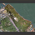 Stunning Coastal Scenery With Green Hills Blue Sea Roads And Buildings