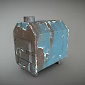 Old Rusted Turquoise Stove With Vintage Metal Body And Worn Design