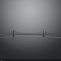 Modern Blue Cable Stayed Bridge With Two Main Towers Spanning Gray Background