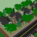 Two Story Detached Villa Featuring Black Roof White Exterior Gabled Tower Porch And Trees