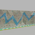Indoor Climbing Wall For Sports Training With Colorful Holds Blue Routes And Safety Mats