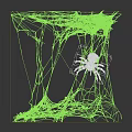Reptile Exploring Intricate Spider Web in Gray Enclosed Space Environment 3d model