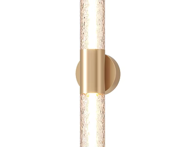 Modern Gold Wall Sconce With Textured Glass Cylindrical Design And Warm Lighting 3d model
