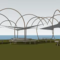 Structure of special-shaped landscape membrane structure steel frame net 3d model
