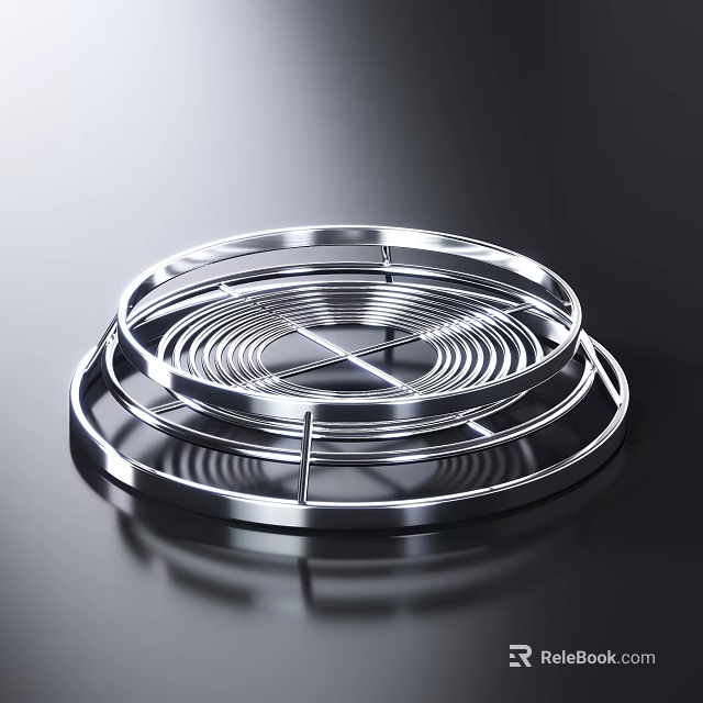 Shiny Stainless Steel Round Cooling Rack Kitchen Baking Tool With Reflective Surface 3d model 