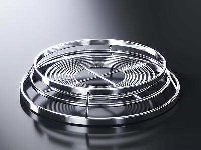 Shiny Stainless Steel Round Cooling Rack Kitchen Baking Tool With Reflective Surface 3d model