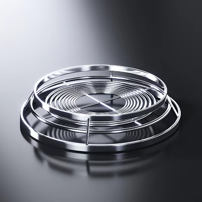 Shiny Stainless Steel Round Cooling Rack Kitchen Baking Tool With Reflective Surface 3d model