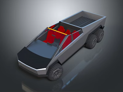 Smart Machine Futuristic Truck With Red Seats Open Bed And Modern Design 3d model