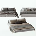 Modern Double Bed Designs With Stylish Pillows Blankets And Neutral Tones 3d model