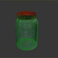 Green Ceramic Storage Jar With Brown Lid And Textured Surface Design 3d model