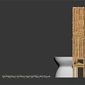 Bathroom Living Essentials With Wooden Cabinet Shutter Doors Toilet Colorful Rug And Toiletries