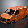 Rusty Abandoned Wrecked Van With Weathered Exterior And Shiny Reflective Surface 3d model