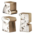 Modern Side Table With Gold Metal Frame And Speckled Textured Surface Design 3d model
