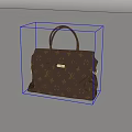 Brown Leather Handbag With Classic Monogram Pattern Top Handle And Golden Lock 3d model