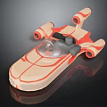 Sci Fi Aircraft 3D Model With Orange Beige Streamlined Design And Cockpit 3d model