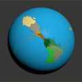 Shiny Blue Globe 3D Model With Vibrant Colored Continents On Dark Background