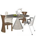 Dining table and chair combination round dining table dining chair 3d model