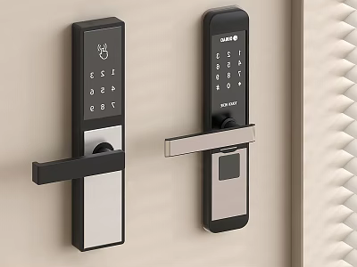 Smart Door Locks With Digital Keypad Fingerprint Scanner And Handle Design 3d model