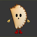 Cartoon Dumpling Character With Anthropomorphic Eyes Arms And Red Shoes