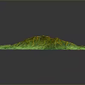 Detailed Realistic 3D Mountain Landscape Terrain Model With Green Yellow Textures